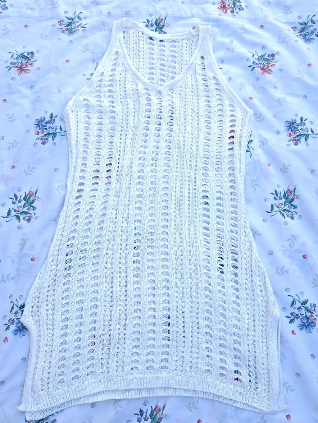 White Crochet Mesh Mini Dress